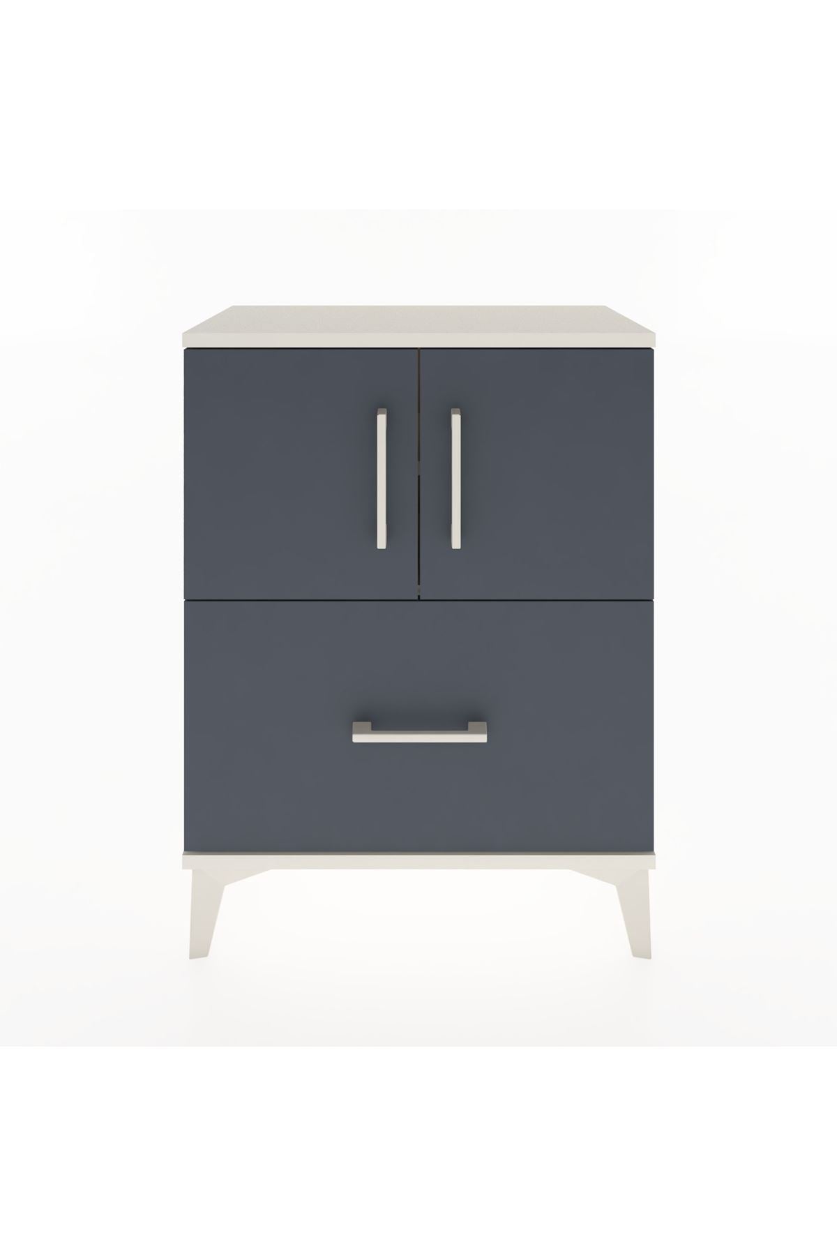 Arges Komodin Tek Raflı Tek Çekmeceli 2 Kapaklı 60x30x80 Aytaşı-Antrasit