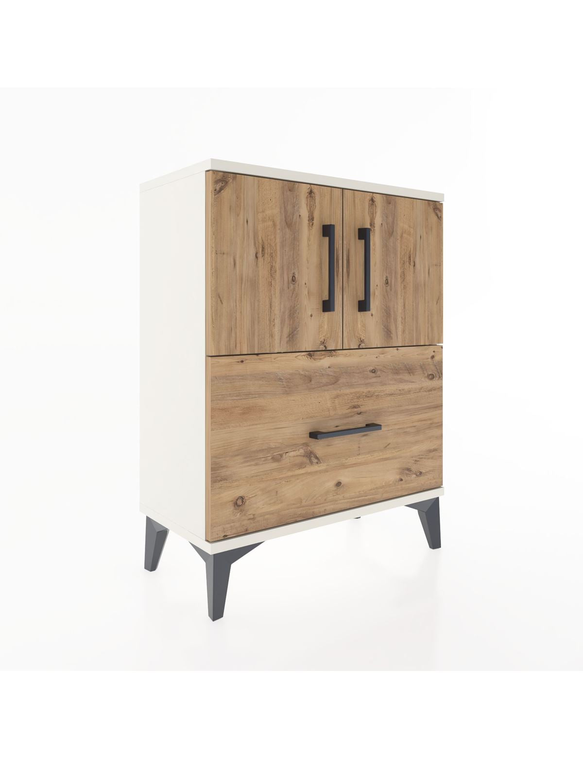 Arges Komodin Tek Raflı Tek Çekmeceli 2 Kapaklı 60x30x80 Aytaşı-Çam