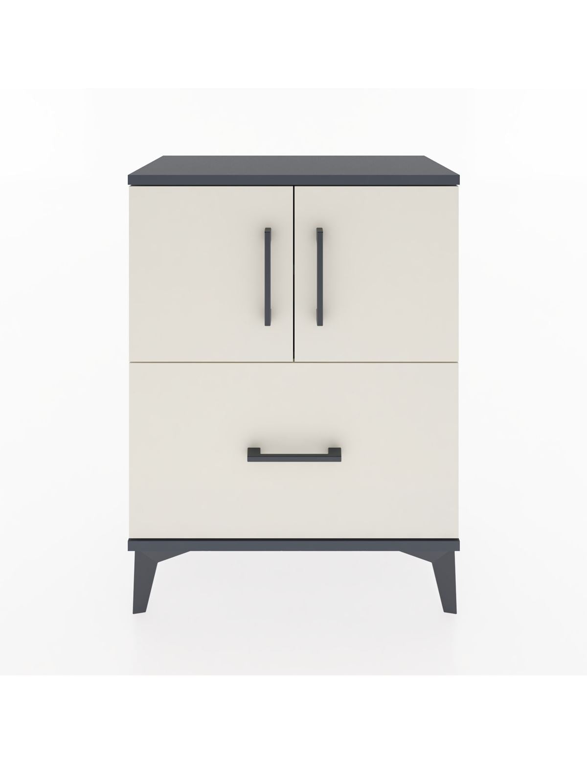 Arges Komodin Tek Raflı Tek Çekmeceli 2 Kapaklı 60x30x80 Antrasit-Aytaşı