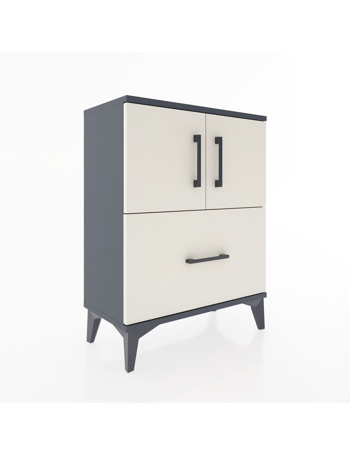 Arges Komodin Tek Raflı Tek Çekmeceli 2 Kapaklı 60x30x80 Antrasit-Aytaşı