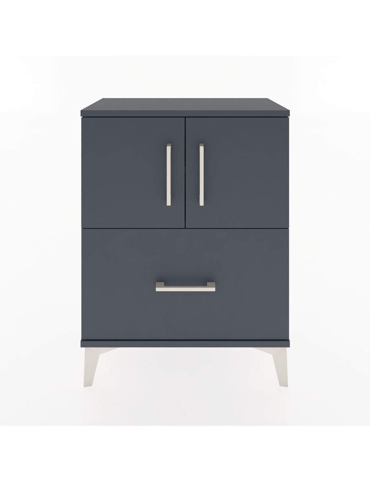 Arges Komodin Tek Raflı Tek Çekmeceli 2 Kapaklı 60x30x80 Antrasit-Antrasit