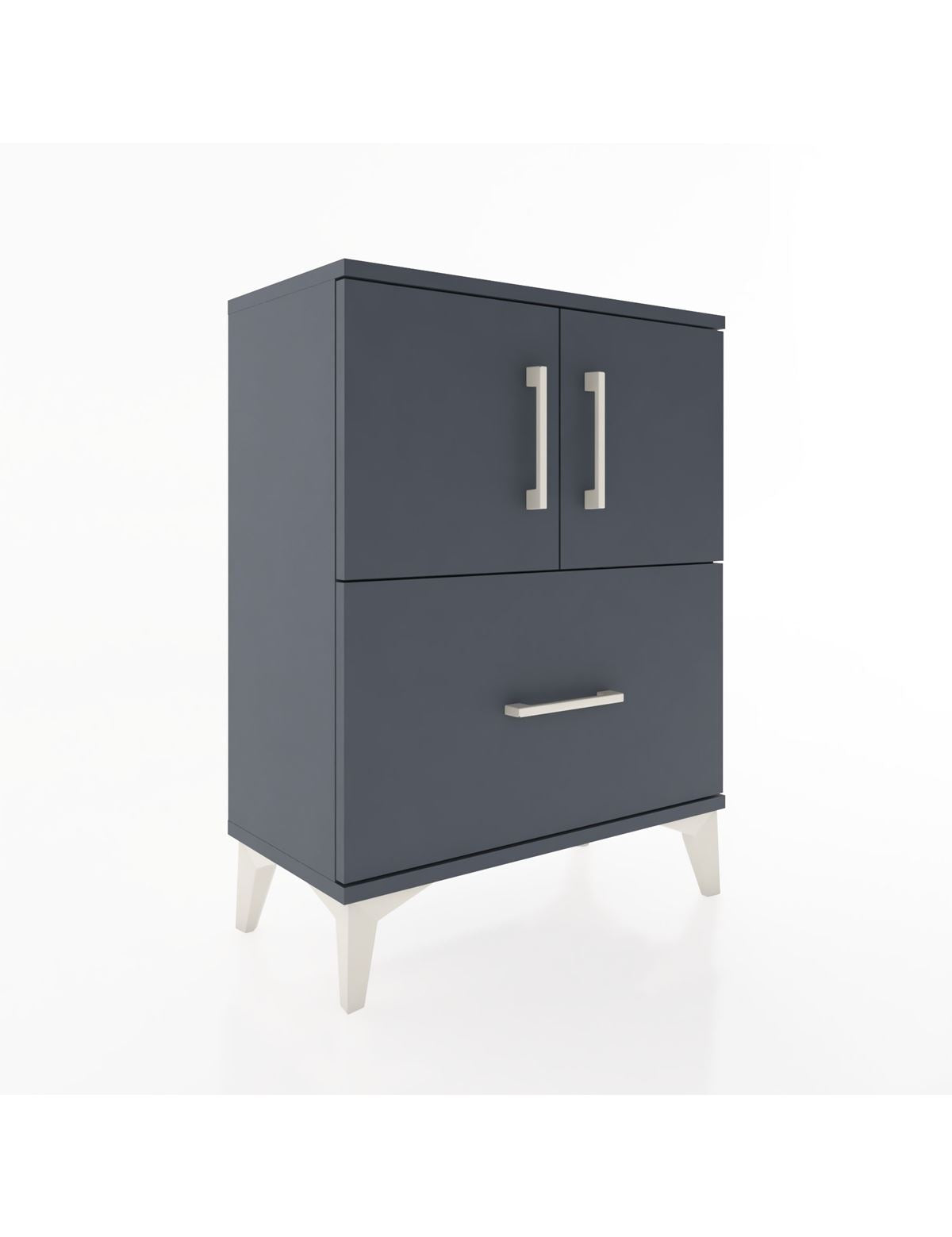 Arges Komodin Tek Raflı Tek Çekmeceli 2 Kapaklı 60x30x80 Antrasit-Antrasit