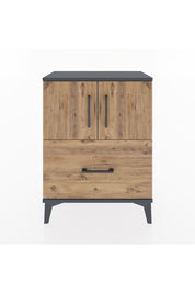 Arges Komodin Tek Raflı Tek Çekmeceli 2 Kapaklı 60x30x80 Antrasit-Çam