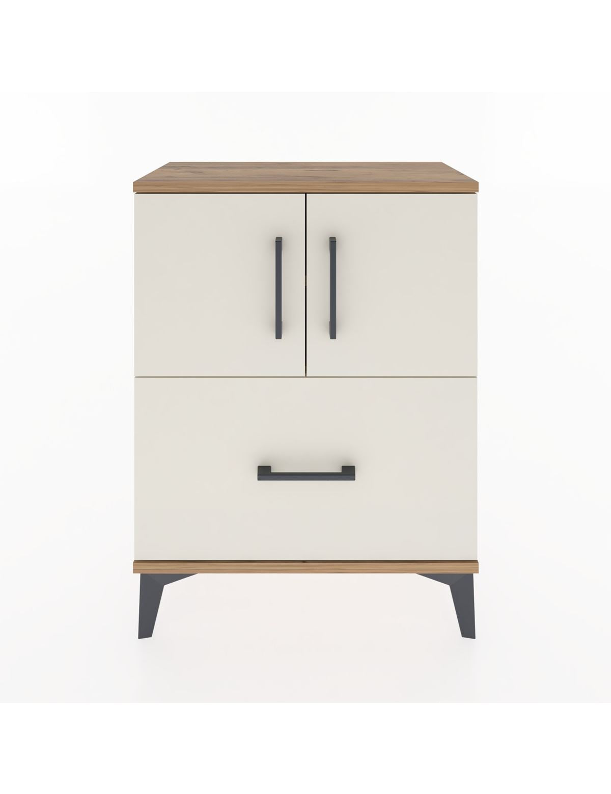 Arges Komodin Tek Raflı Tek Çekmeceli 2 Kapaklı 60x30x80 Çam-Aytaşı