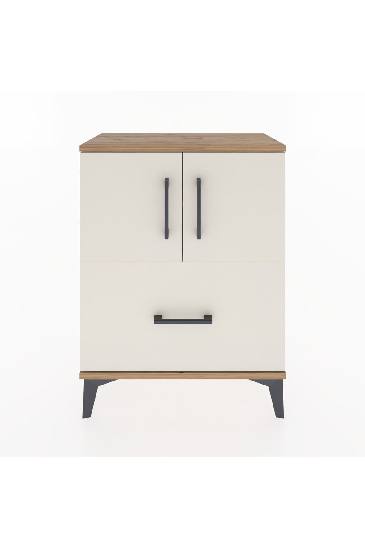 Arges Komodin Tek Raflı Tek Çekmeceli 2 Kapaklı 60x30x80 Çam-Aytaşı