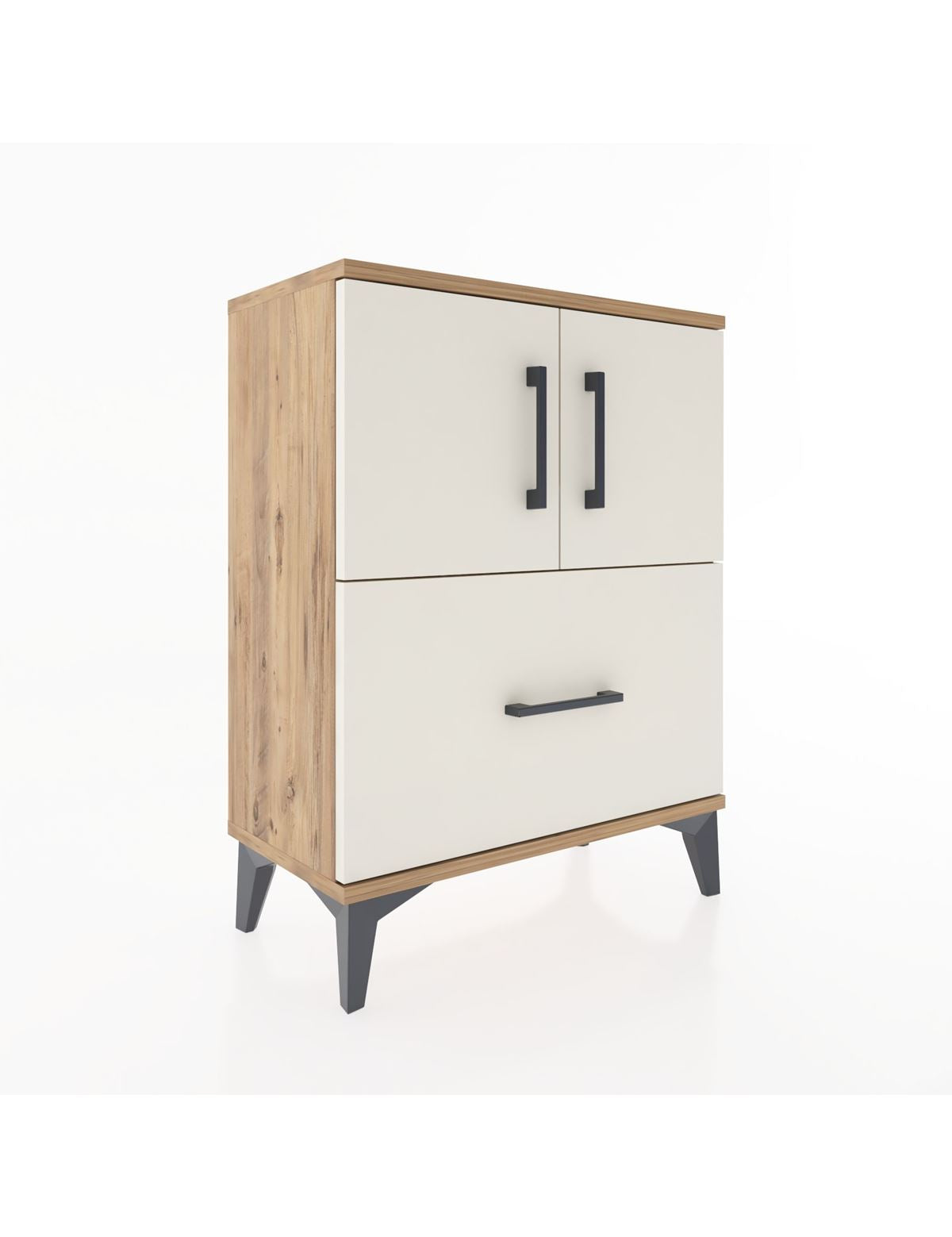 Arges Komodin Tek Raflı Tek Çekmeceli 2 Kapaklı 60x30x80 Çam-Aytaşı