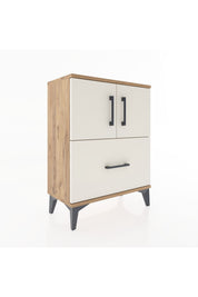 Arges Komodin Tek Raflı Tek Çekmeceli 2 Kapaklı 60x30x80 Çam-Aytaşı