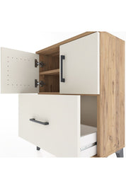Arges Komodin Tek Raflı Tek Çekmeceli 2 Kapaklı 60x30x80 Çam-Aytaşı