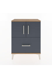 Arges Komodin Tek Raflı Tek Çekmeceli 2 Kapaklı 60x30x80 Çam-Antrasit