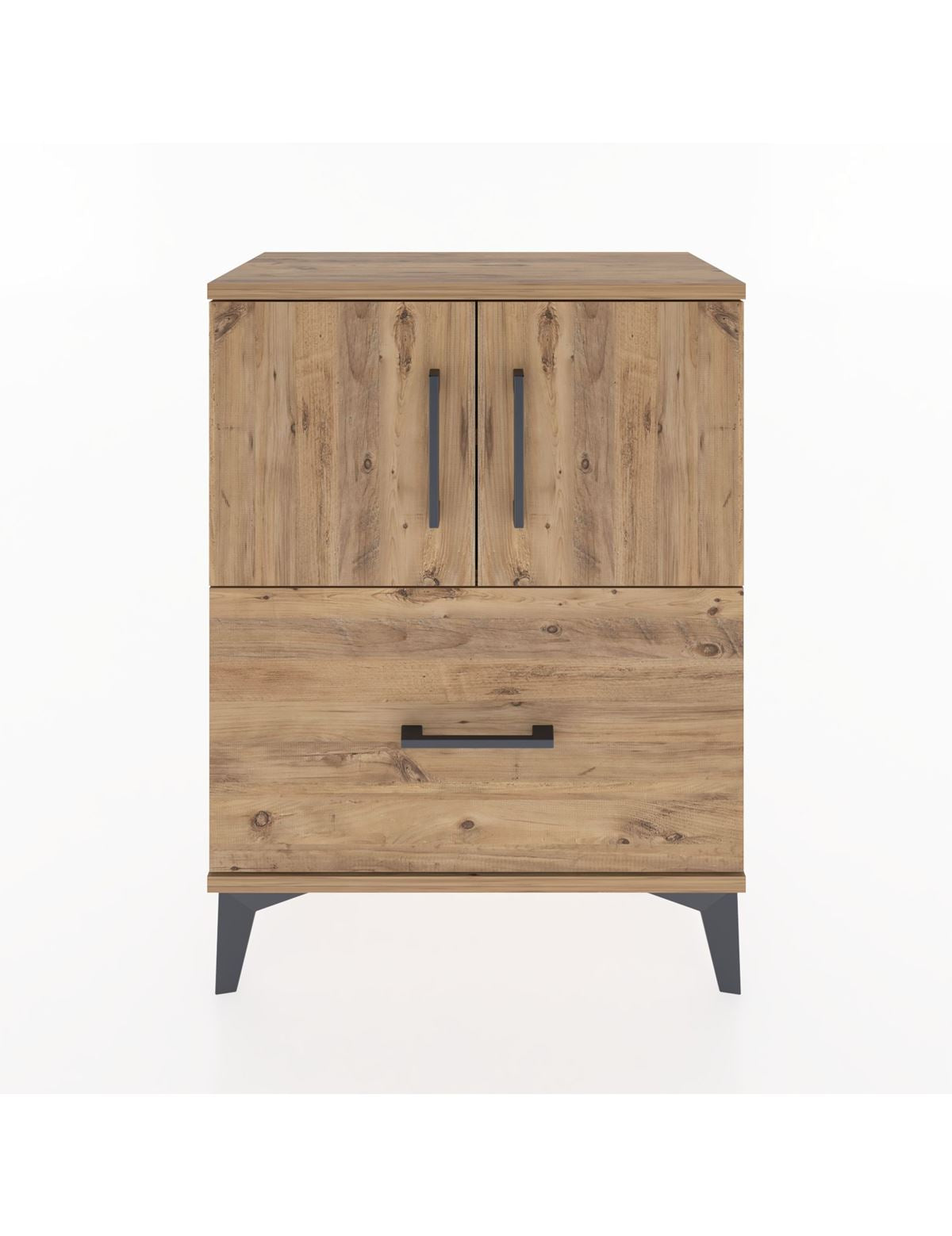 Arges Komodin Tek Raflı Tek Çekmeceli 2 Kapaklı 60x30x80 Çam-Çam