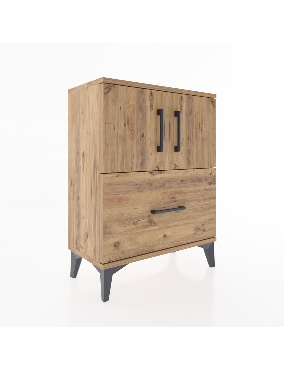 Arges Komodin Tek Raflı Tek Çekmeceli 2 Kapaklı 60x30x80 Çam-Çam