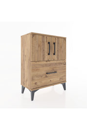 Arges Komodin Tek Raflı Tek Çekmeceli 2 Kapaklı 60x30x80 Çam-Çam