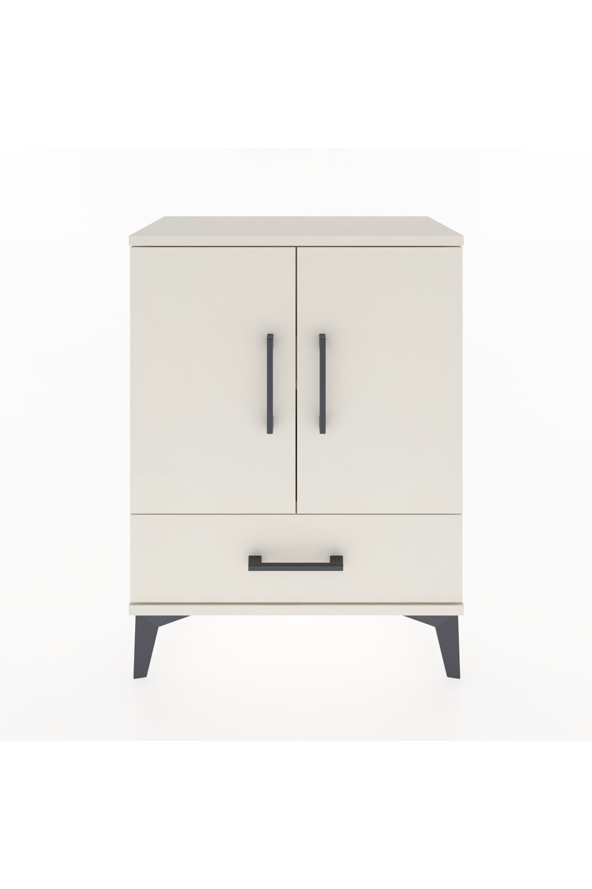 Arges Komodin 2 Raflı Tek Çekmeceli 2 Kapaklı 60x30x80 Aytaşı-Aytaşı