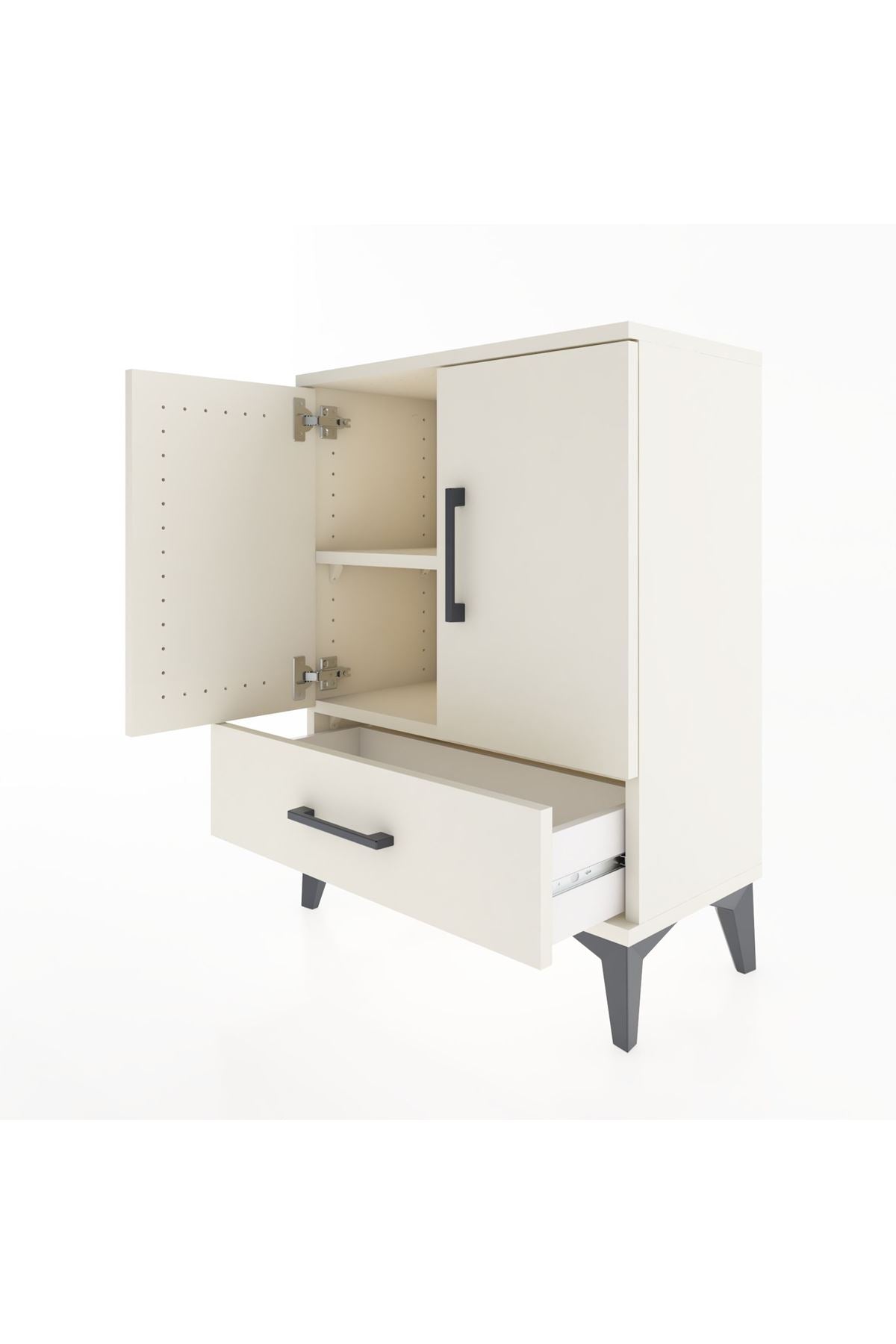 Arges Komodin 2 Raflı Tek Çekmeceli 2 Kapaklı 60x30x80 Aytaşı-Aytaşı