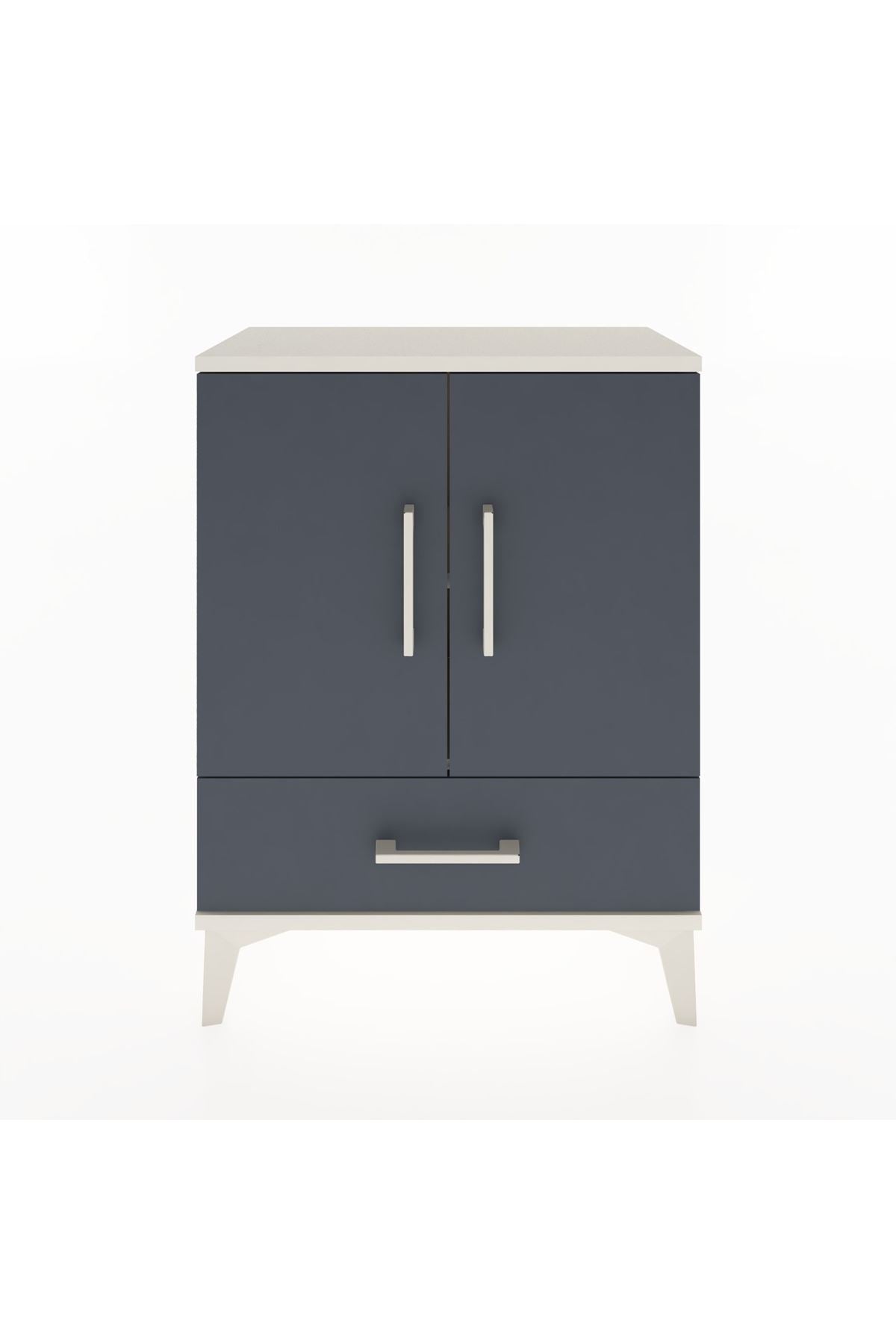 Arges Komodin 2 Raflı Tek Çekmeceli 2 Kapaklı 60x30x80 Aytaşı-Antrasit