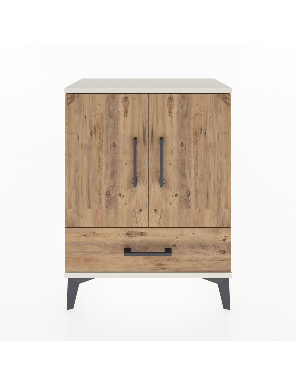 Arges Komodin 2 Raflı Tek Çekmeceli 2 Kapaklı 60x30x80 Aytaşı-Çam