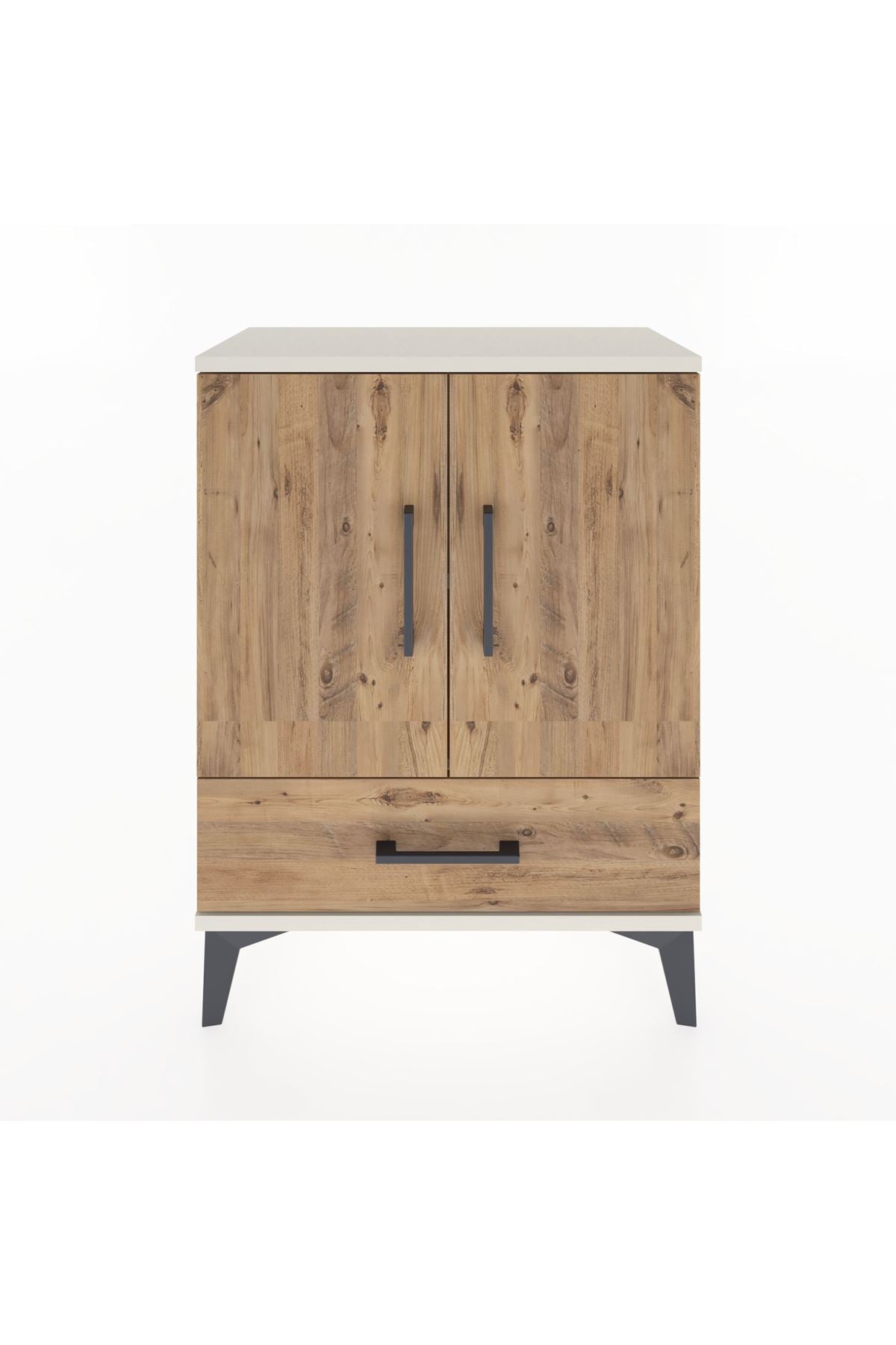 Arges Komodin 2 Raflı Tek Çekmeceli 2 Kapaklı 60x30x80 Aytaşı-Çam