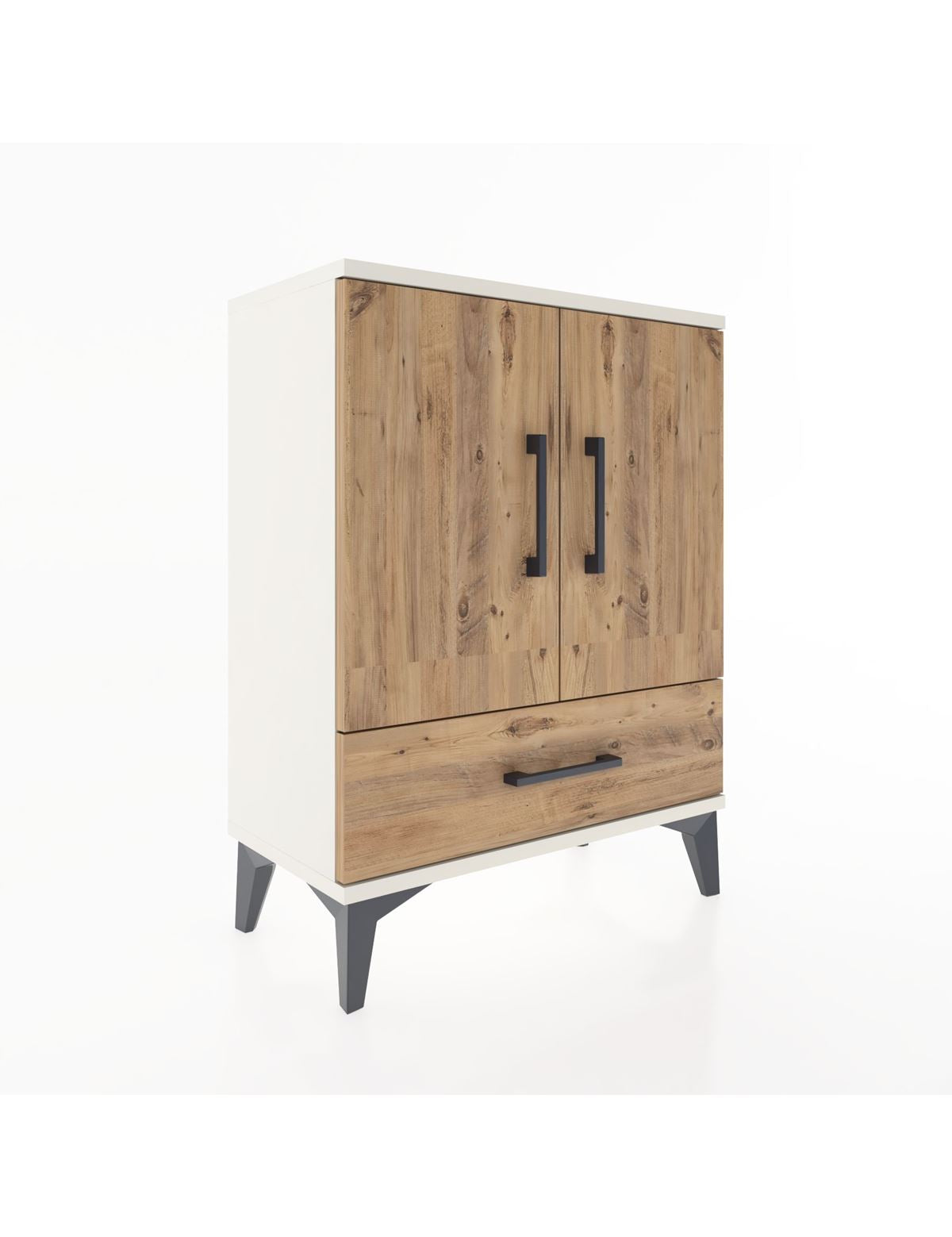 Arges Komodin 2 Raflı Tek Çekmeceli 2 Kapaklı 60x30x80 Aytaşı-Çam