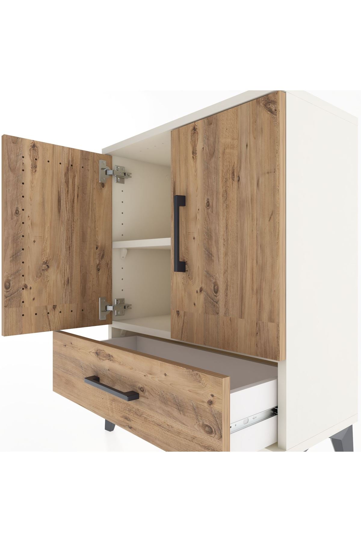 Arges Komodin 2 Raflı Tek Çekmeceli 2 Kapaklı 60x30x80 Aytaşı-Çam