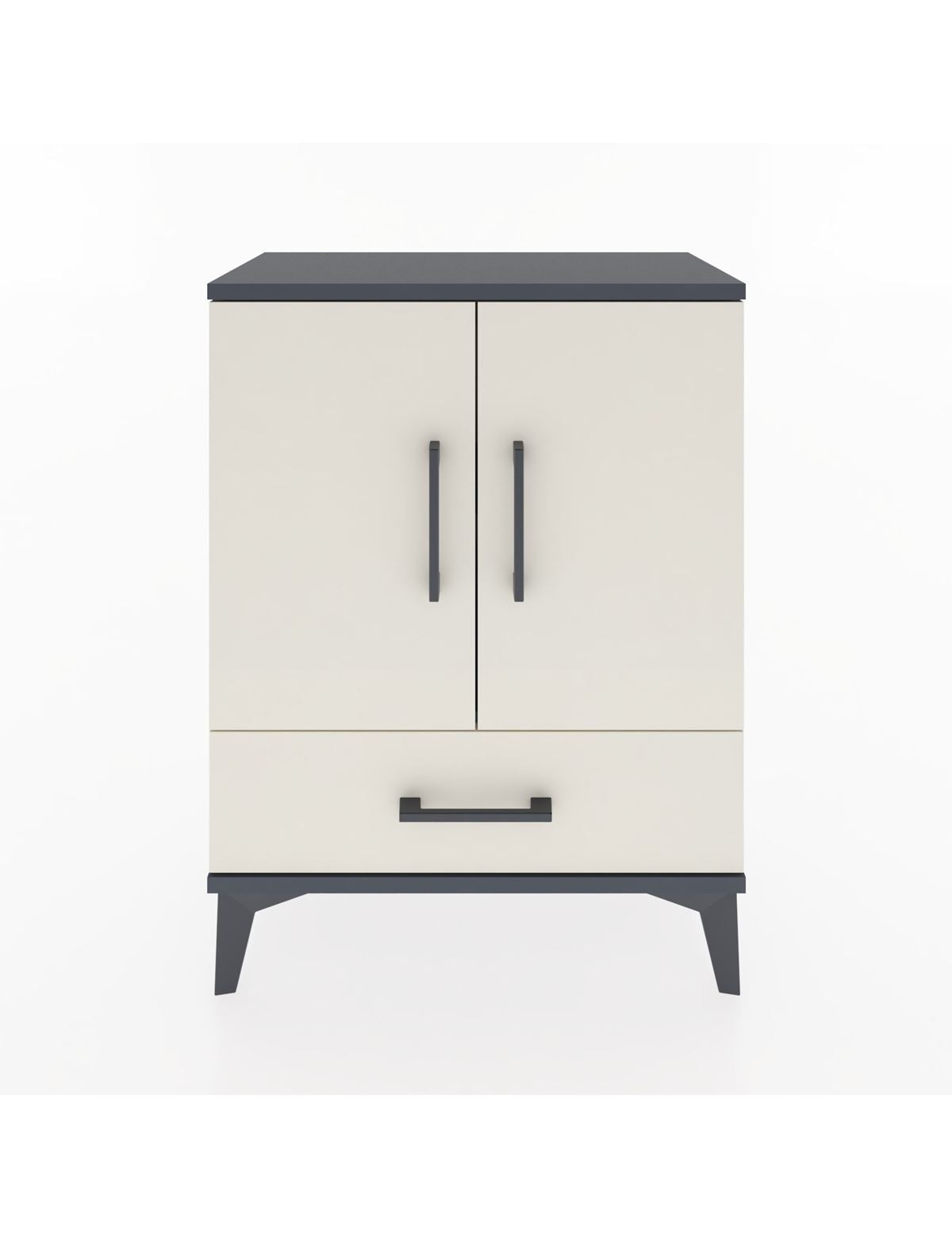 Arges Komodin 2 Raflı Tek Çekmeceli 2 Kapaklı 60x30x80 Antrasit-Aytaşı