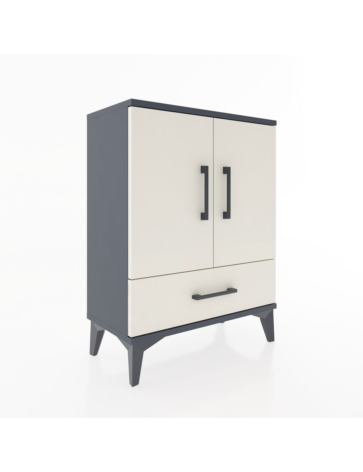 Arges Komodin 2 Raflı Tek Çekmeceli 2 Kapaklı 60x30x80 Antrasit-Aytaşı