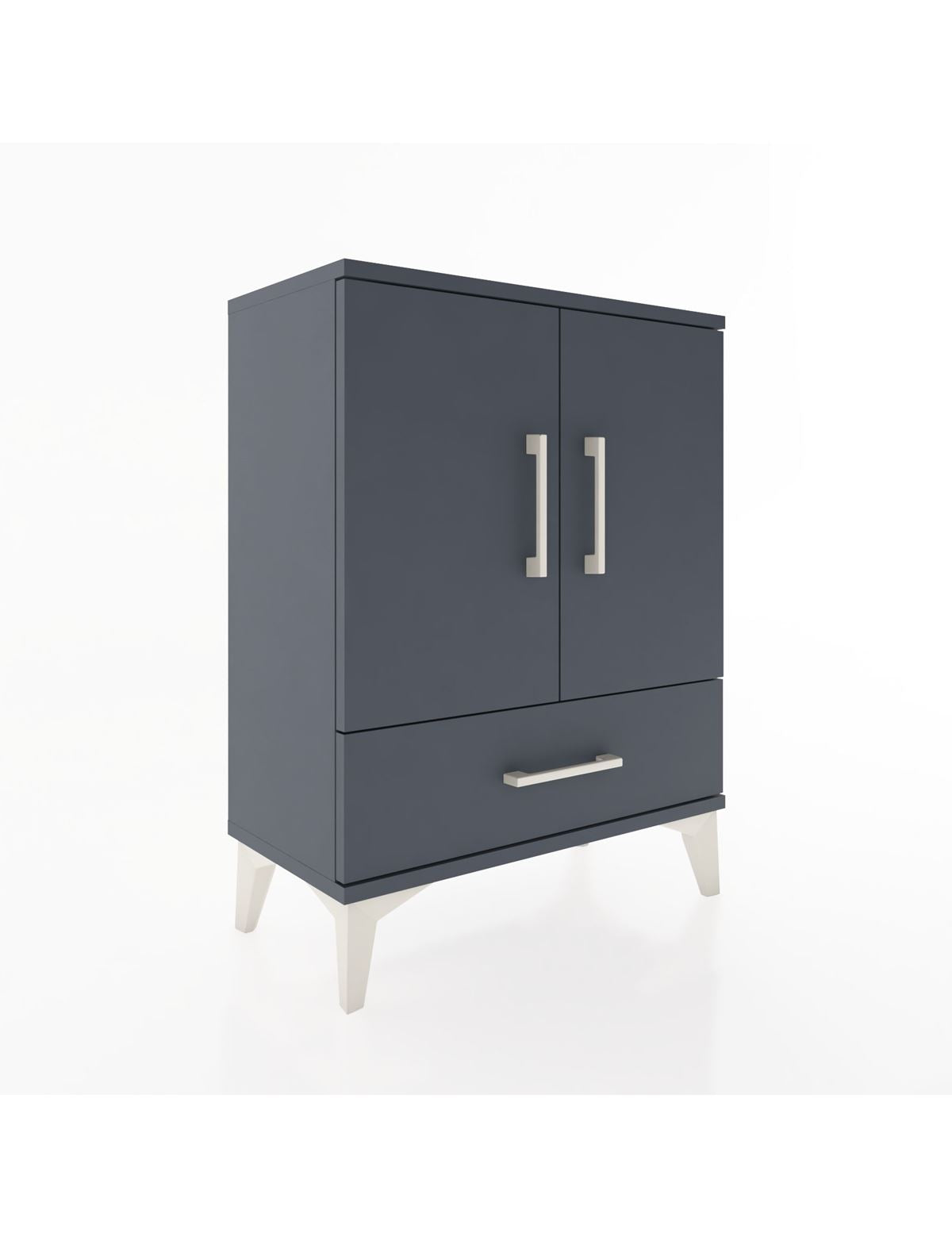 Arges Komodin 2 Raflı Tek Çekmeceli 2 Kapaklı 60x30x80 Antrasit-Antrasit