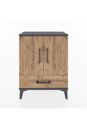Arges Komodin 2 Raflı Tek Çekmeceli 2 Kapaklı 60x30x80 Antrasit-Çam