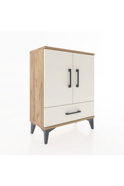 Arges Komodin 2 Raflı Tek Çekmeceli 2 Kapaklı 60x30x80 Çam-Aytaşı