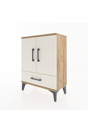 Arges Komodin 2 Raflı Tek Çekmeceli 2 Kapaklı 60x30x80 Çam-Aytaşı