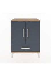 Arges Komodin 2 Raflı Tek Çekmeceli 2 Kapaklı 60x30x80 Çam-Antrasit