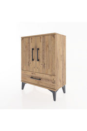 Arges Komodin 2 Raflı Tek Çekmeceli 2 Kapaklı 60x30x80 Çam-Çam