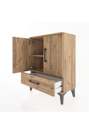 Arges Komodin 2 Raflı Tek Çekmeceli 2 Kapaklı 60x30x80 Çam-Çam