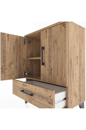 Arges Komodin 2 Raflı Tek Çekmeceli 2 Kapaklı 60x30x80 Çam-Çam