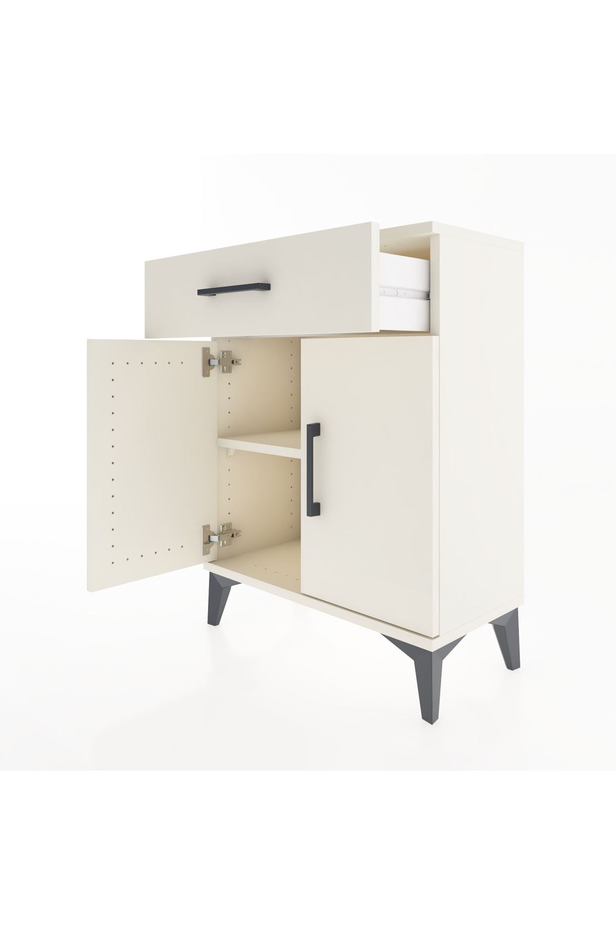 Arges Komodin 2 Raflı Tek Çekmeceli Tek Kapaklı 60x30x80 Aytaşı-Aytaşı