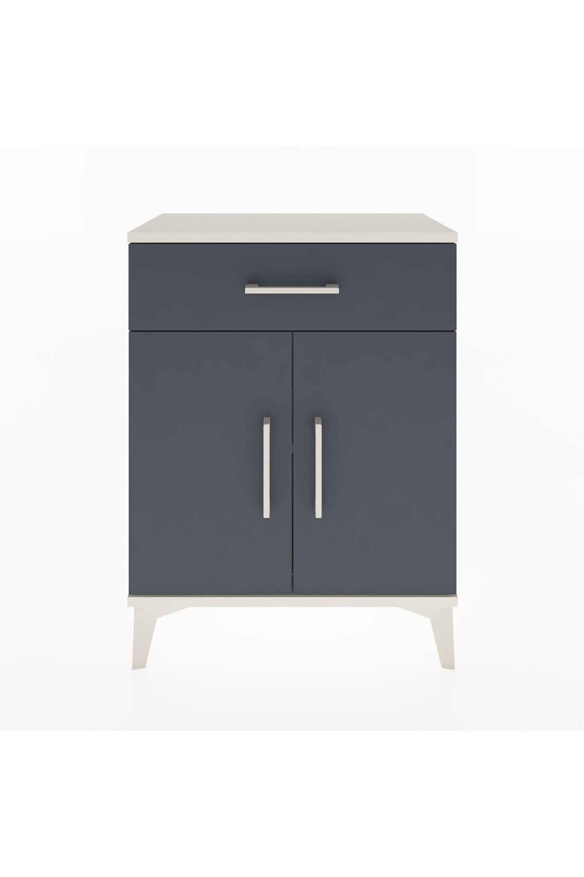 Arges Komodin 2 Raflı Tek Çekmeceli Tek Kapaklı 60x30x80 Aytaşı-Antrasit