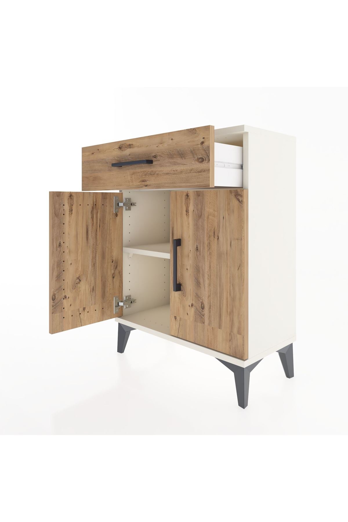 Arges Komodin 2 Raflı Tek Çekmeceli Tek Kapaklı 60x30x80 Aytaşı-Çam