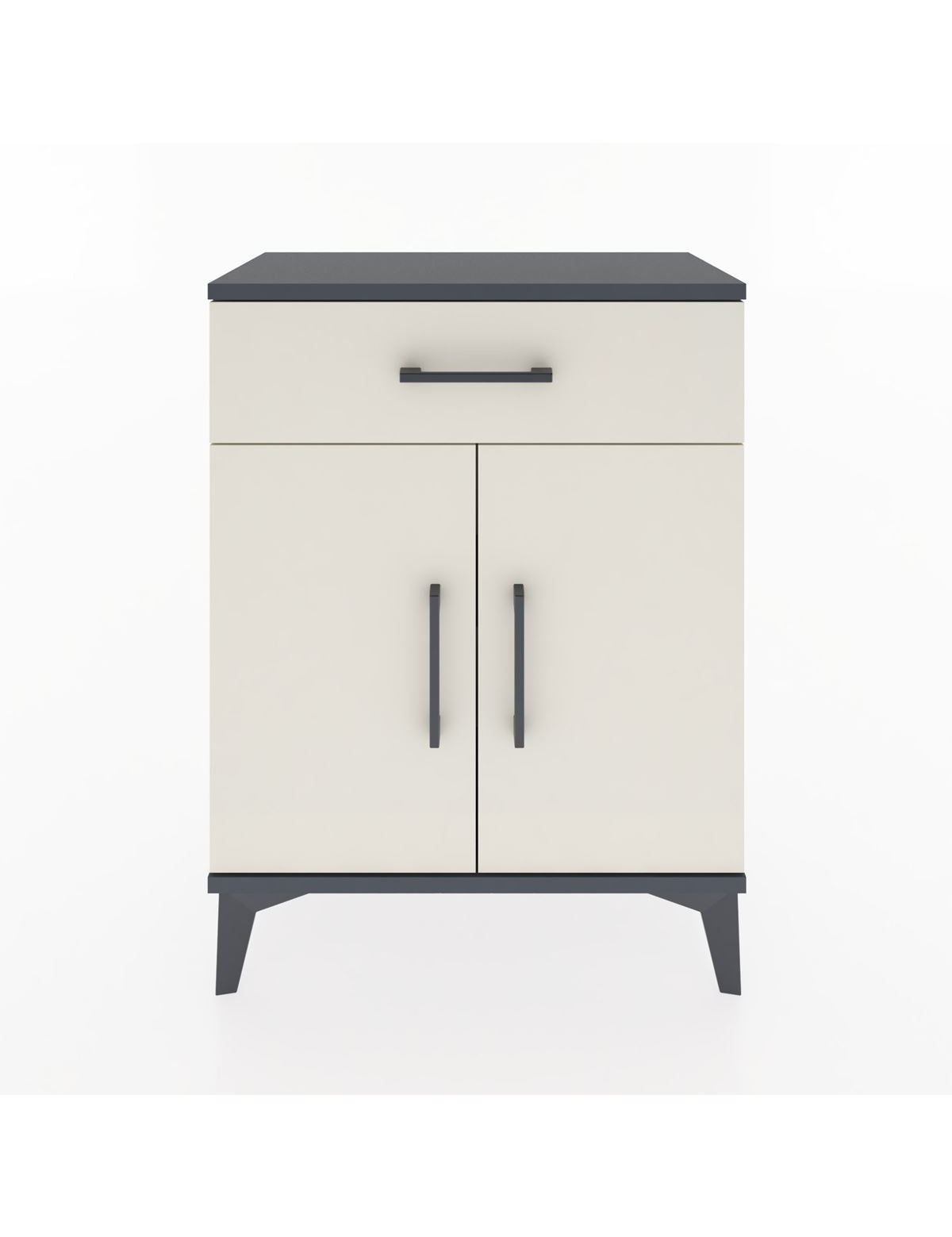 Arges Komodin 2 Raflı Tek Çekmeceli Tek Kapaklı 60x30x80 Antrasit-Aytaşı