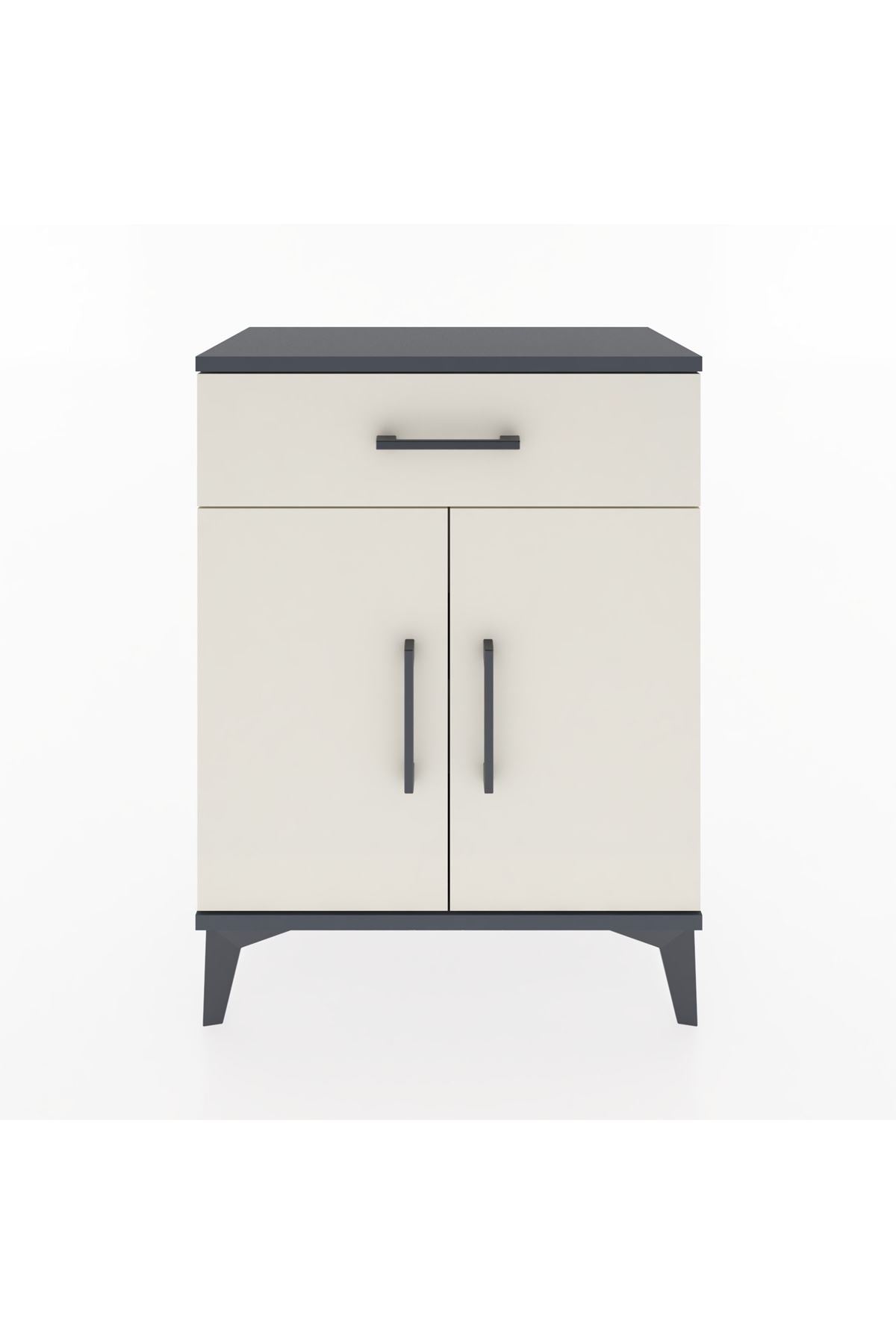 Arges Komodin 2 Raflı Tek Çekmeceli Tek Kapaklı 60x30x80 Antrasit-Aytaşı