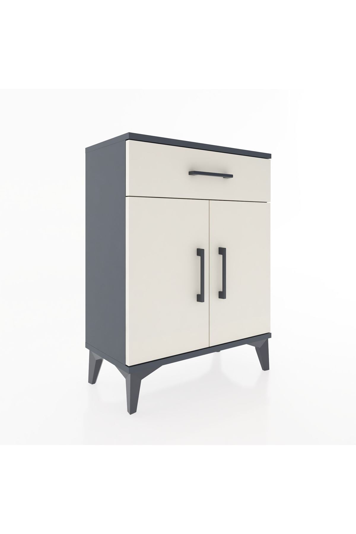 Arges Komodin 2 Raflı Tek Çekmeceli Tek Kapaklı 60x30x80 Antrasit-Aytaşı