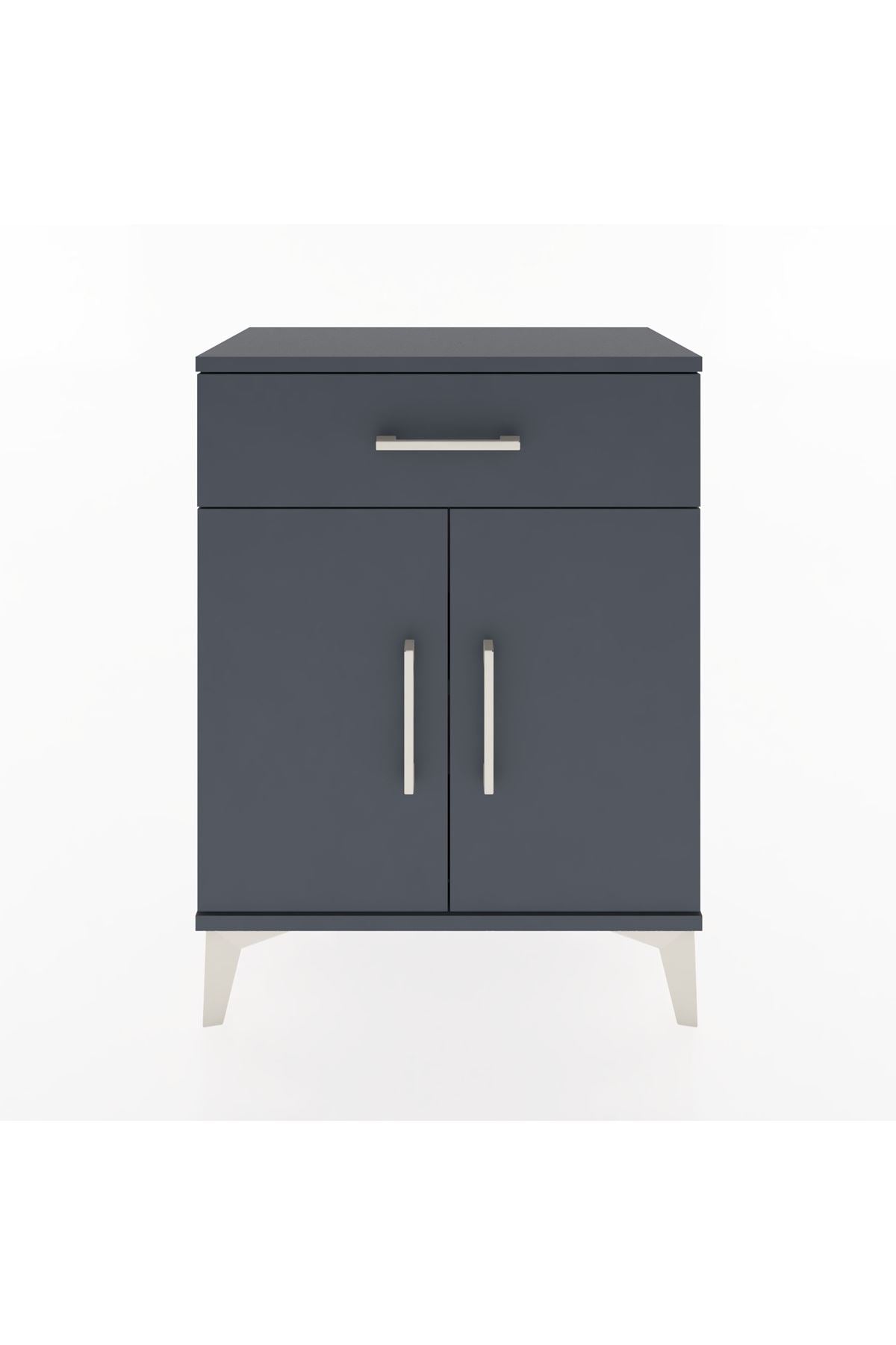 Arges Komodin 2 Raflı Tek Çekmeceli Tek Kapaklı 60x30x80 Antrasit-Antrasit