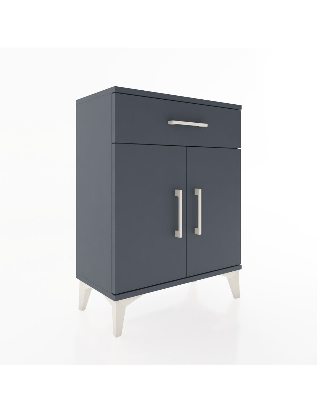 Arges Komodin 2 Raflı Tek Çekmeceli Tek Kapaklı 60x30x80 Antrasit-Antrasit