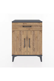 Arges Komodin 2 Raflı Tek Çekmeceli Tek Kapaklı 60x30x80 Antrasit-Çam