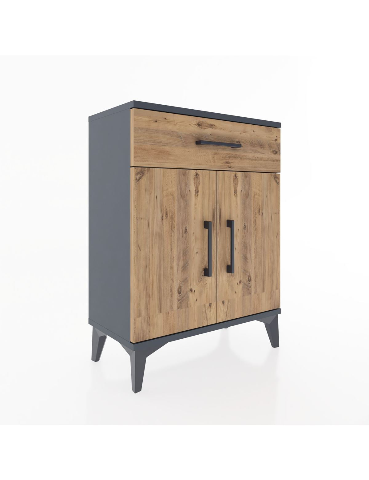 Arges Komodin 2 Raflı Tek Çekmeceli Tek Kapaklı 60x30x80 Antrasit-Çam