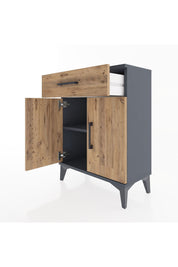 Arges Komodin 2 Raflı Tek Çekmeceli Tek Kapaklı 60x30x80 Antrasit-Çam