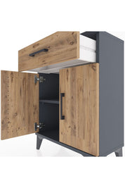 Arges Komodin 2 Raflı Tek Çekmeceli Tek Kapaklı 60x30x80 Antrasit-Çam