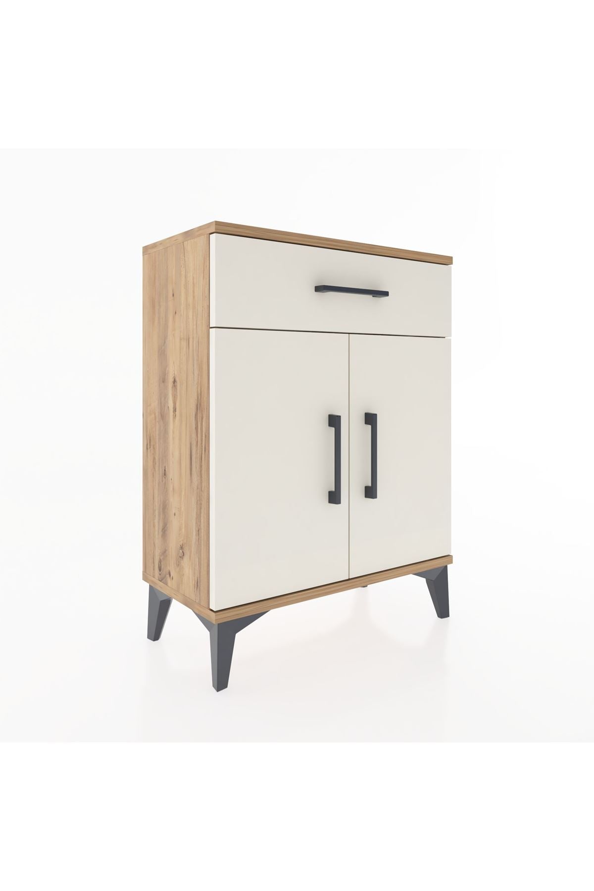 Arges Komodin 2 Raflı Tek Çekmeceli Tek Kapaklı 60x30x80 Çam-Aytaşı