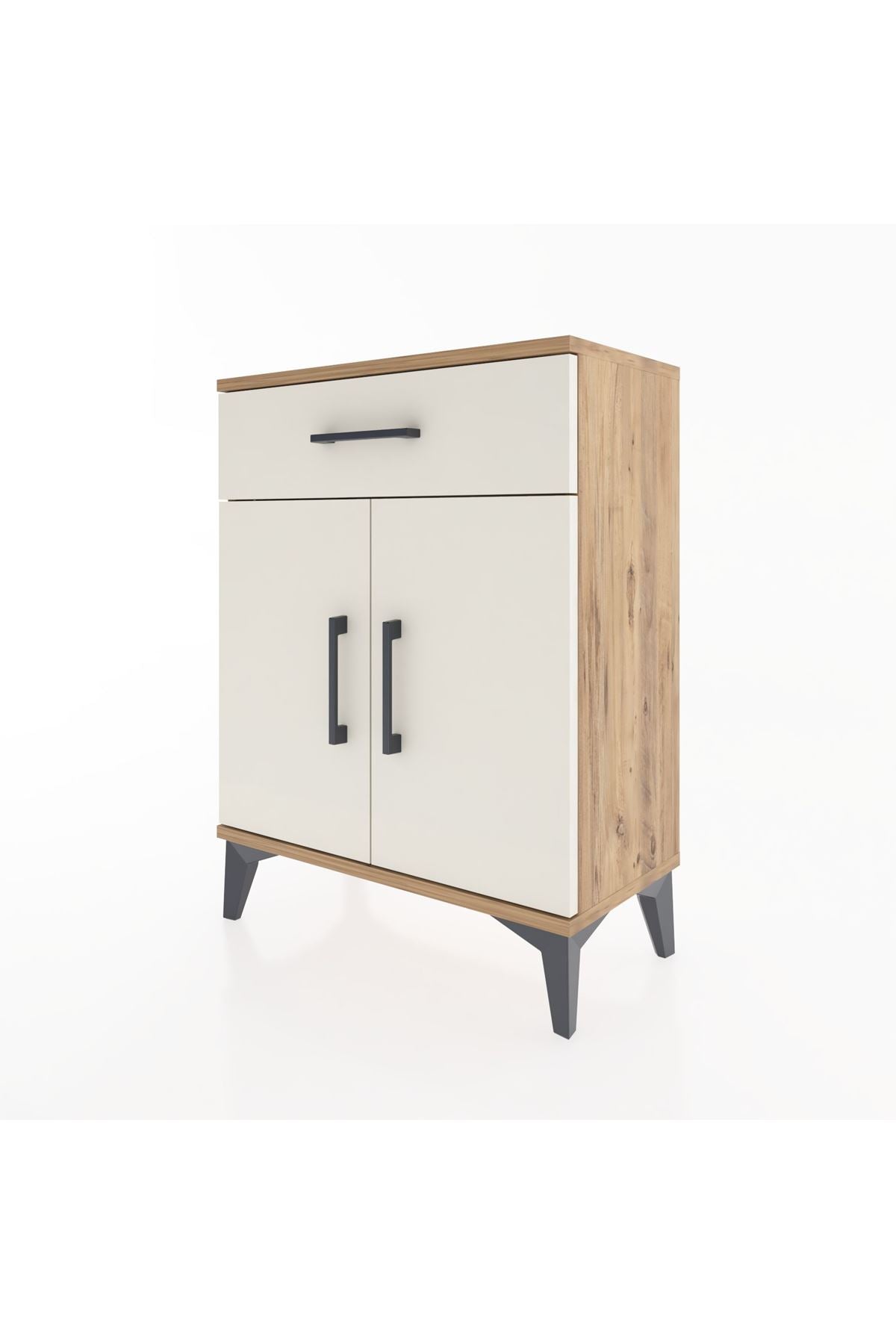 Arges Komodin 2 Raflı Tek Çekmeceli Tek Kapaklı 60x30x80 Çam-Aytaşı