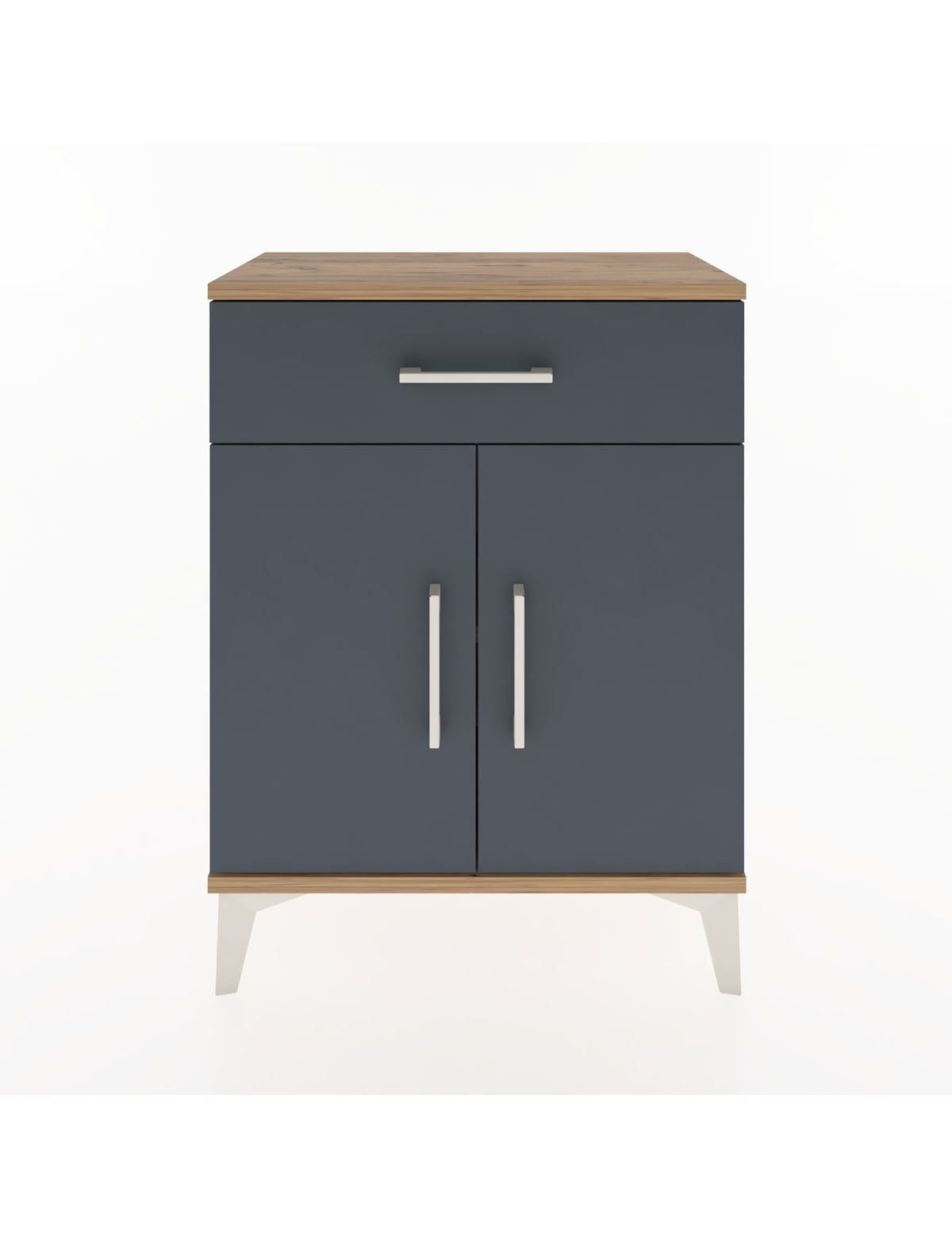 Arges Komodin 2 Raflı Tek Çekmeceli Tek Kapaklı 60x30x80 Çam-Antrasit