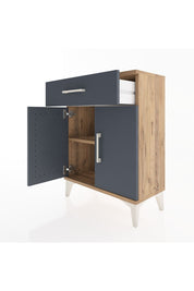 Arges Komodin 2 Raflı Tek Çekmeceli Tek Kapaklı 60x30x80 Çam-Antrasit