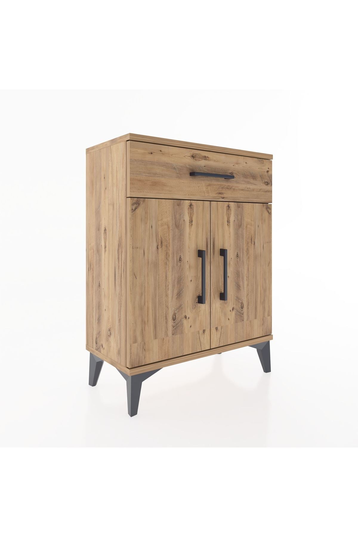 Arges Komodin 2 Raflı Tek Çekmeceli Tek Kapaklı 60x30x80 Çam-Çam